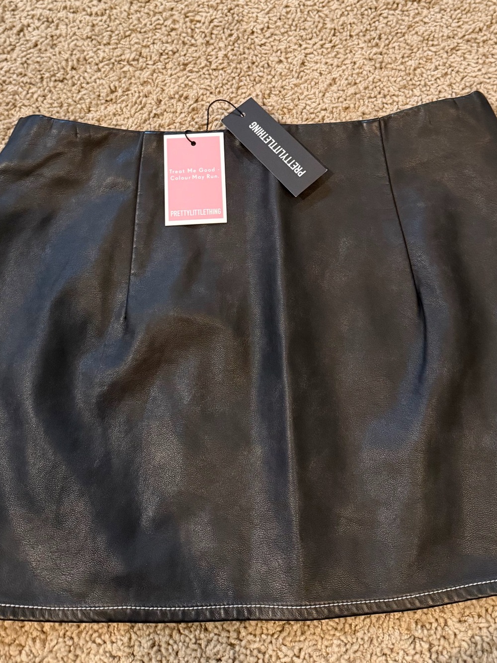 PrettyLittleThing Black Faux Leather Mini Skirt with Tag